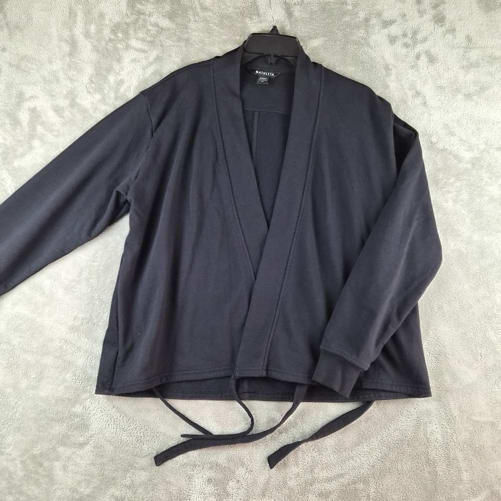 Athleta Retroterry Wrap Sweatshirt Medium Black Long Sleeve Layering Activewear